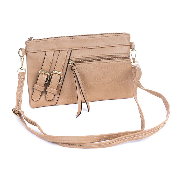 Madison Bag / Clutch with buckle-  Sand