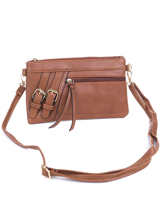 Madison Bag / Clutch with buckle-  Caramel