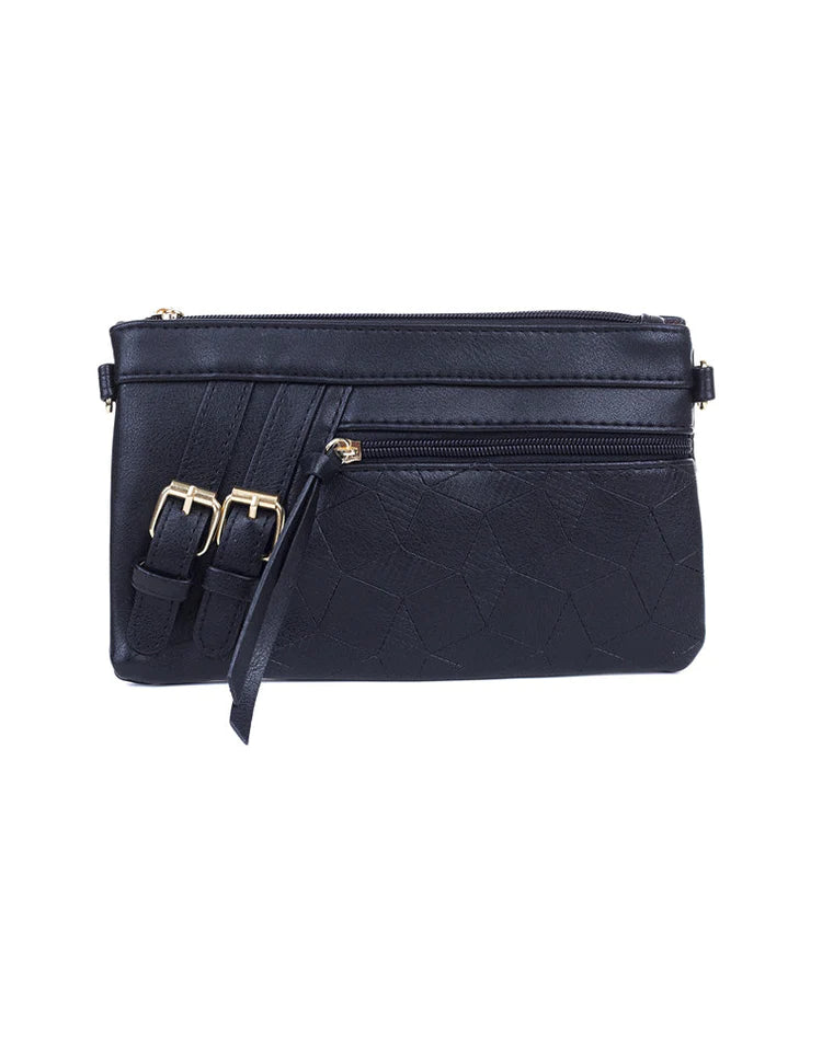 Madison Bag / Clutch with buckle-  Black